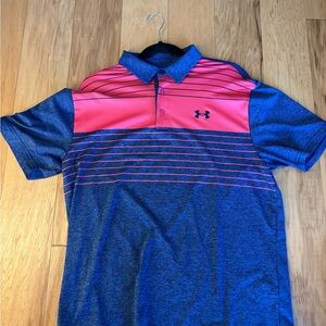 Under Armour Men's Blue and Pink Polo Shirt